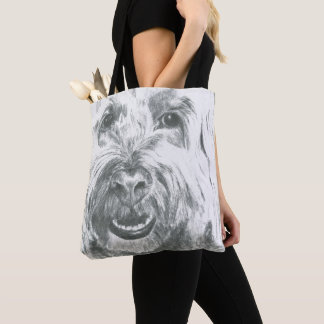 Labradoodle Art Black and White Cute Tote Bag