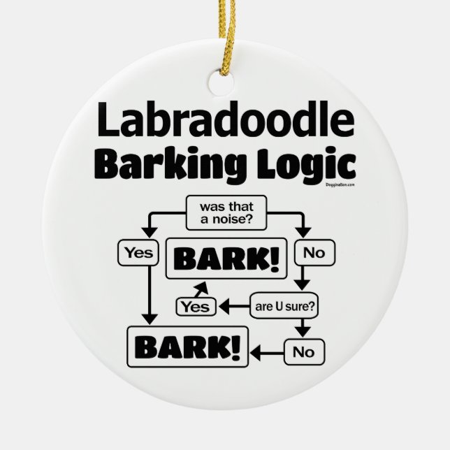 Labradoodle Barking Logic Ceramic Ornament (Front)