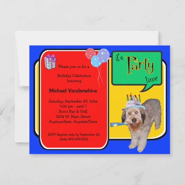 Labradoodle Birthday Barker Invitation (Front)