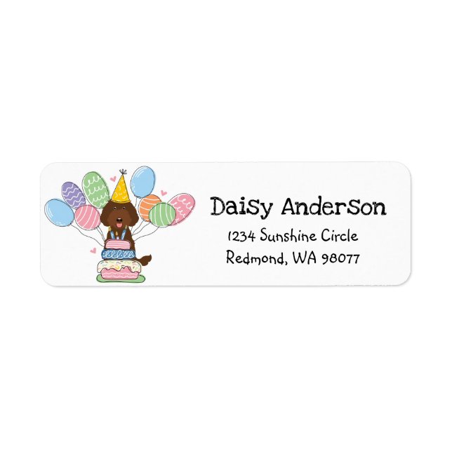 Labradoodle Birthday Party Return Address Label (Front)