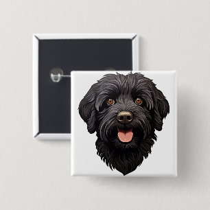 Labradoodle Black Dog 2 Inch Square Button
