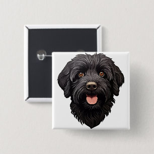 Labradoodle Black Dog 2 Inch Square Button
