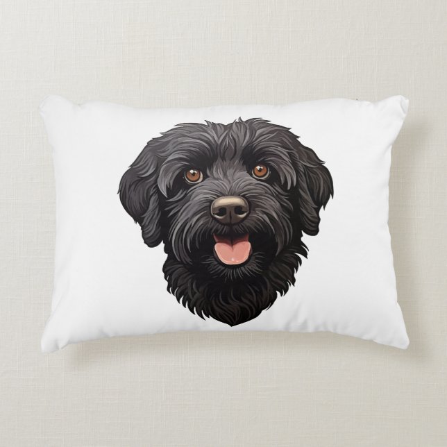 Labradoodle Black Dog Accent Pillow (Front)