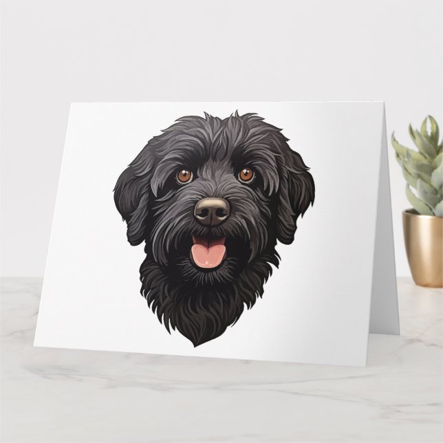 Labradoodle Black Dog Card (Small Plant)