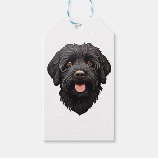Labradoodle Black Dog Gift Tags (Front)