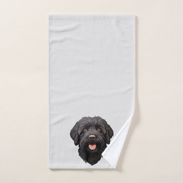 Labradoodle Black Dog Hand Towel (Hand Towel)