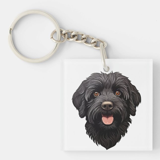Labradoodle Black Dog Keychain (Front)