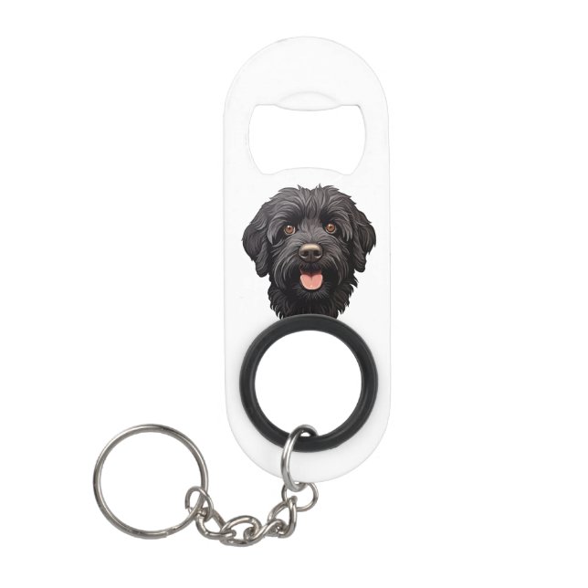 Labradoodle Black Dog Keychain Bottle Opener (Front)