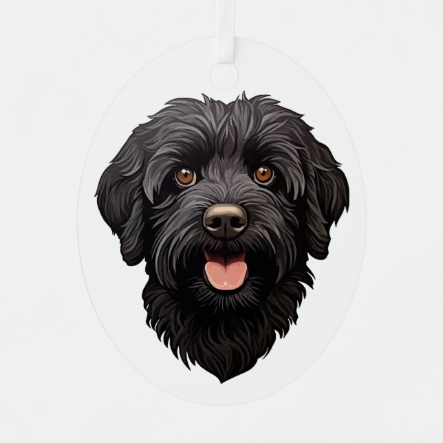 Labradoodle Black Dog Metal Ornament (Front)