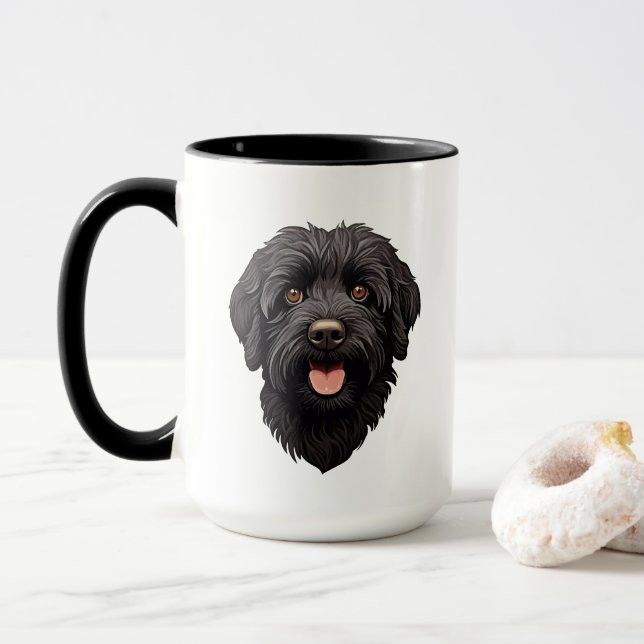 Labradoodle Black Dog Mug (With Donut)
