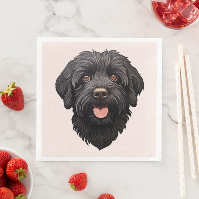 Labradoodle Black Dog Napkin (Insitu)