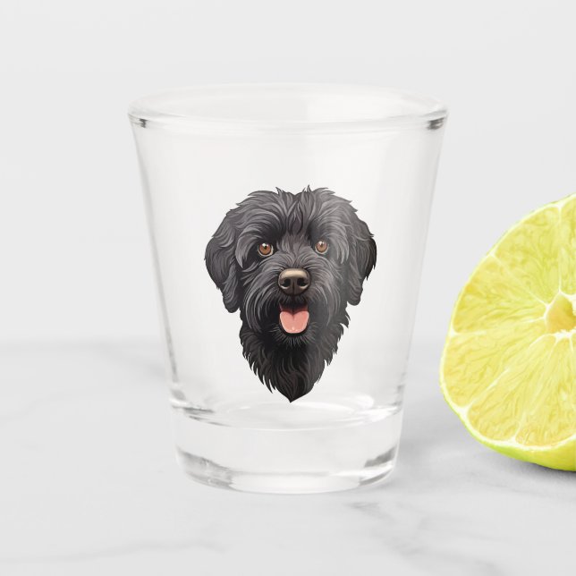 Labradoodle Black Dog Shot Glass (Front)