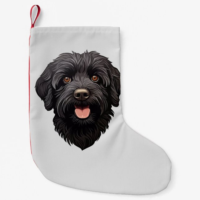 Labradoodle Black Dog Small Christmas Stocking (Front)