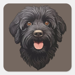Labradoodle Black Dog Square Sticker