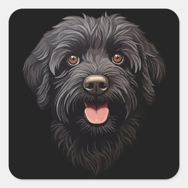 Labradoodle Black Dog Square Sticker (Front)