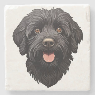 Labradoodle Black Dog Stone Coaster
