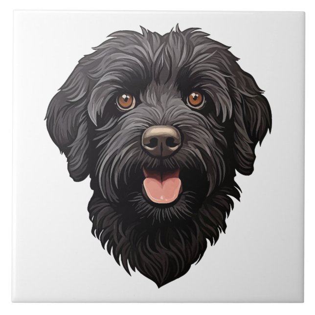 Labradoodle Black Dog Tile (Front)