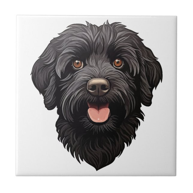 Labradoodle Black Dog Tile (Front)