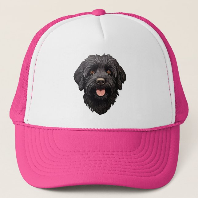 Labradoodle Black Dog Trucker Hat (Front)