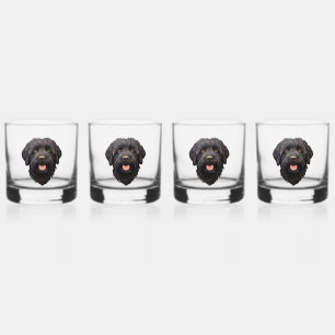 Labradoodle Black Dog Whiskey Glass