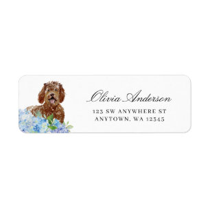 Labradoodle Blue Hydrangea Return Address