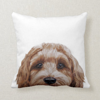 Labradoodle Brown Original painting by miart Throw Pillow