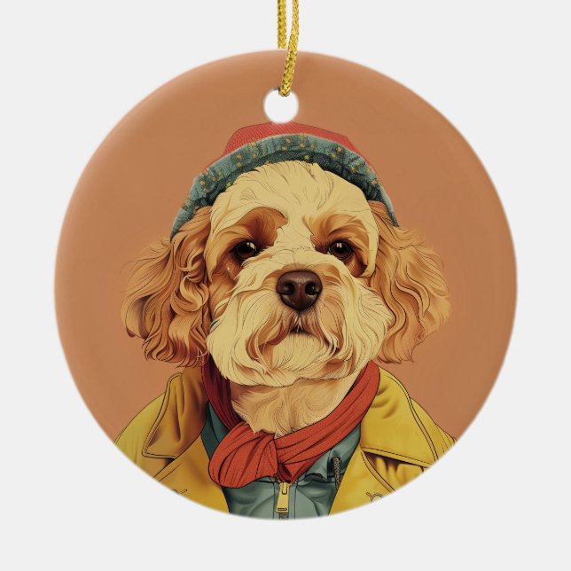 Labradoodle Ceramic Ornament (Front)