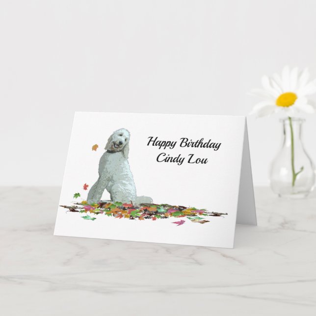 Labradoodle Chien En Feuille Carte De Voeux Annive (Petite plante)