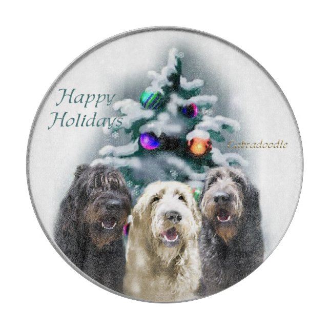 Labradoodle Christmas Cutting Board (Front)