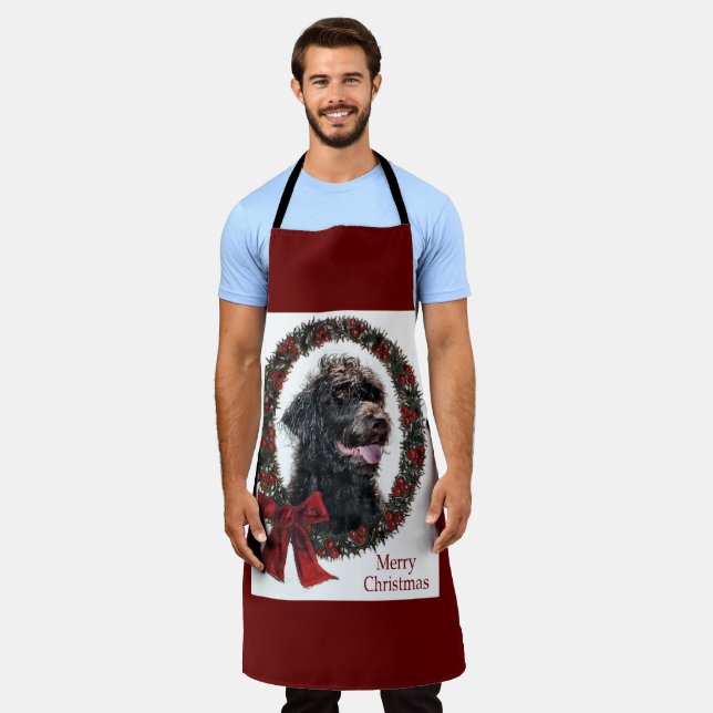 Labradoodle Christmas Gifts Apron (Worn)