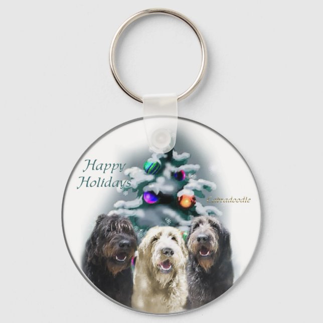 Labradoodle Christmas Gifts Keychain (Front)