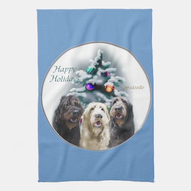 Labradoodle Christmas Kitchen Towel (Vertical)
