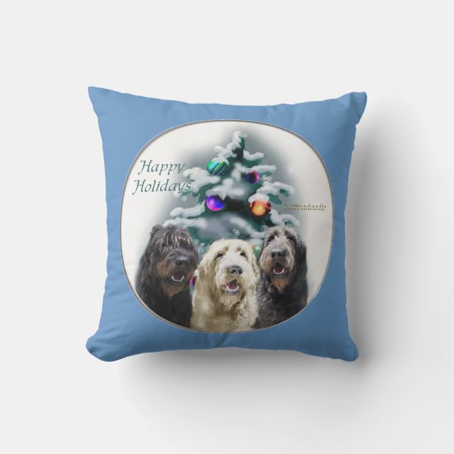 Labradoodle Christmas Throw Pillow (Front)