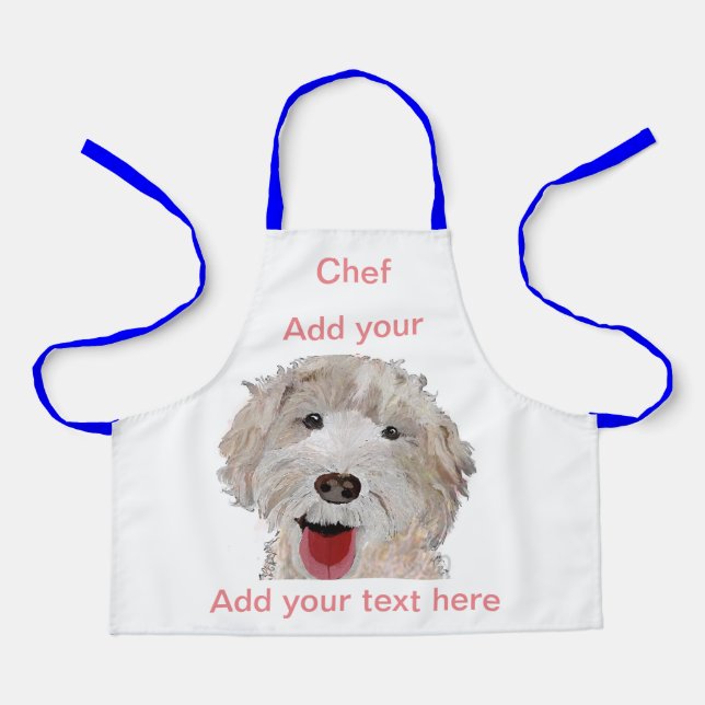 Labradoodle Cooking Chef (Name Here) Kids Apron (Front)