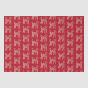 Labradoodle Cute Dog Christmas Silhouette Red Tissue Paper