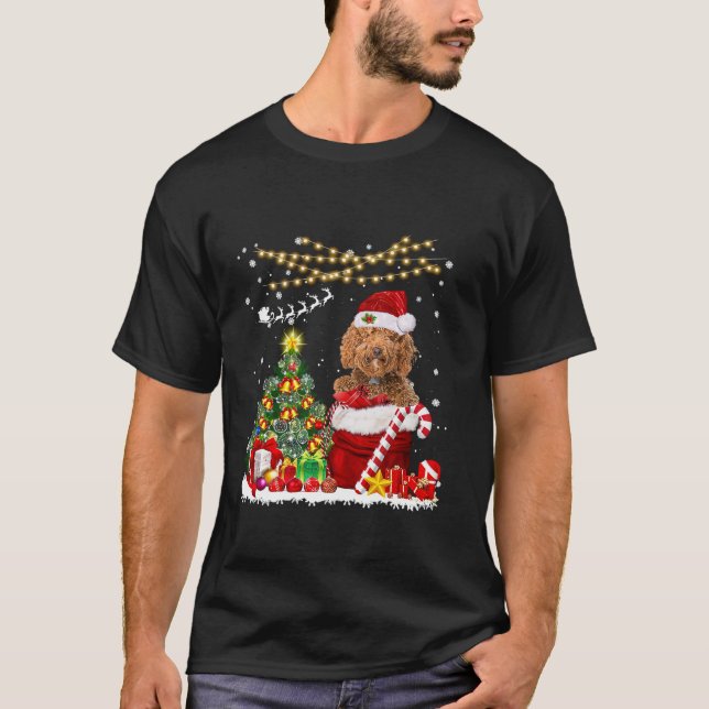 Labradoodle Dog Christmas Tree Lights Dog Owner Xm T-Shirt (Front)