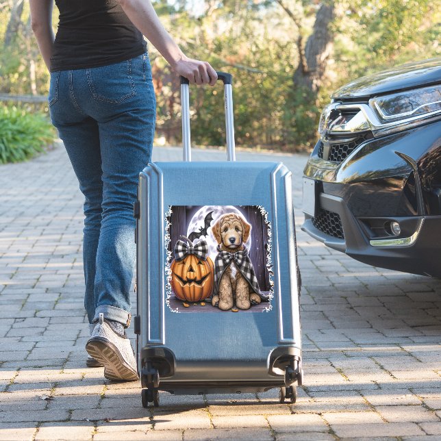 Labradoodle Dog Halloween Square (Suitcase Insitu)
