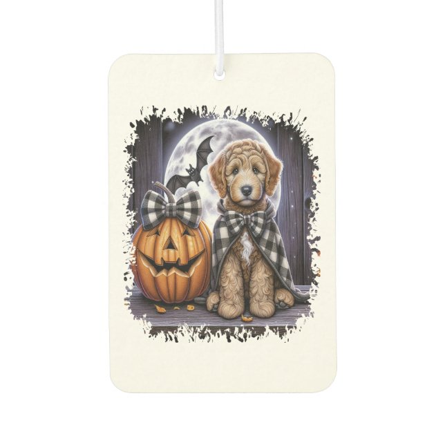 Labradoodle Dog Halloween Square Air Freshener (Front)