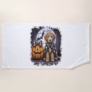 Labradoodle Dog Halloween Square Beach Towel