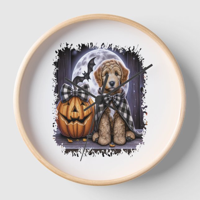 Labradoodle Dog Halloween Square Clock (Front)