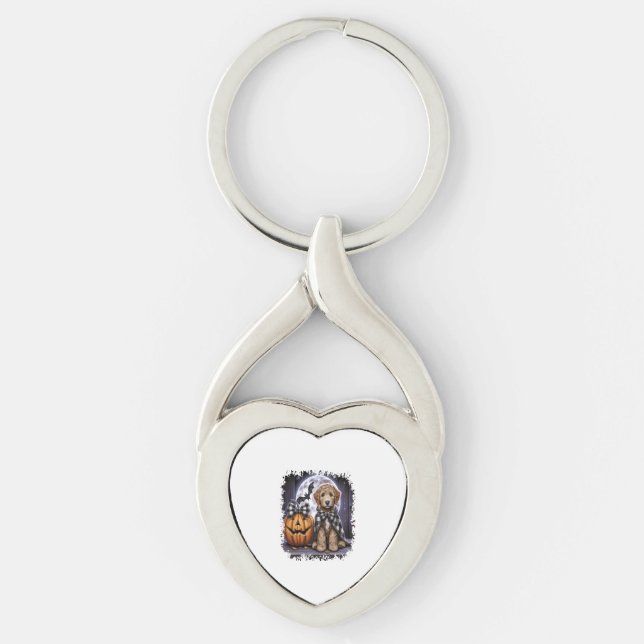 Labradoodle Dog Halloween Square Keychain (Front)