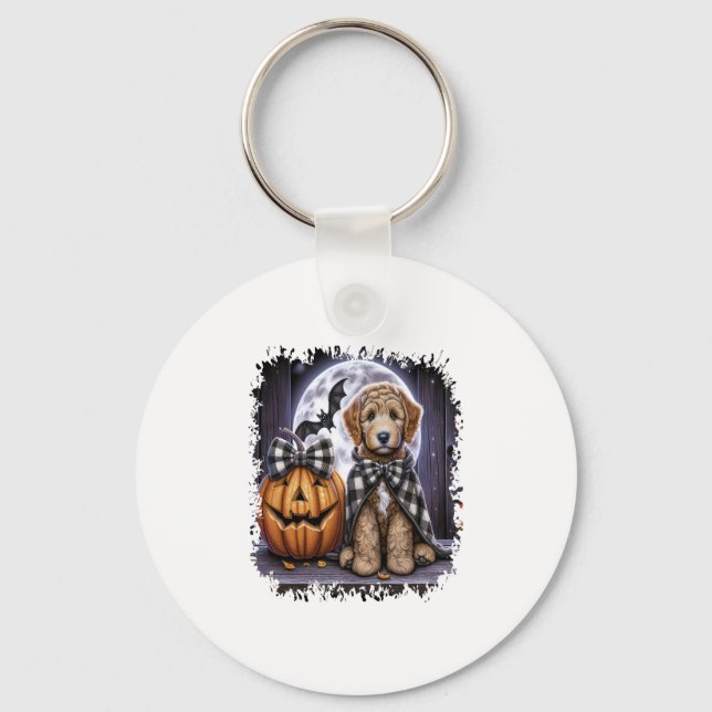 Labradoodle Dog Halloween Square Keychain (Front)