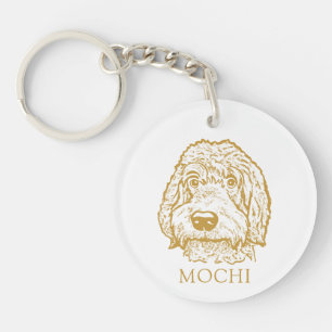 Labradoodle Dog Hand Drawing Personalized Keychain