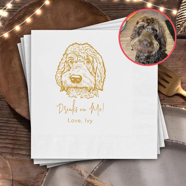 Labradoodle Dog Hand Drawing Personalized Napkin (Creator Uploaded)