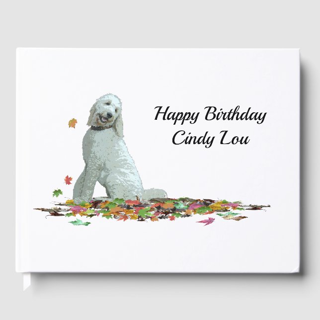 Labradoodle Dog In Leaves Guest Book (Front)