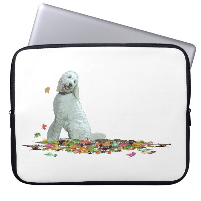 Labradoodle Dog In Leaves laptop Sleeve (Front)