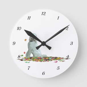 Labradoodle Dog In Leaves Wall Clock