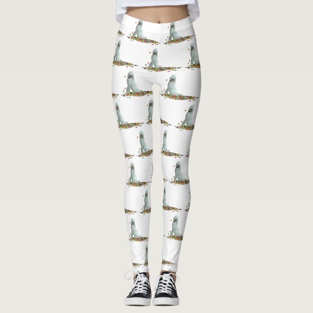 Labradoodle Dog In Leaves Women's Leggings (Front)