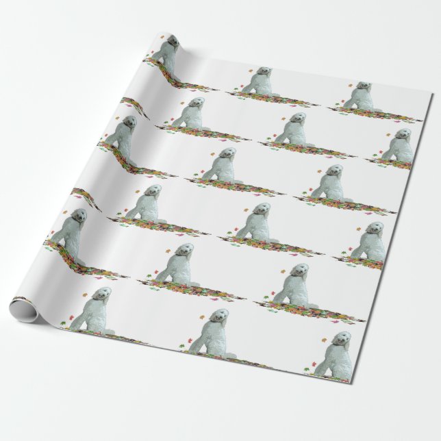 Labradoodle Dog In Leaves Wrapping Paper (Unrolled)