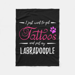 Labradoodle Dog Lover Tattoo Funny Dog Mom Gift Id Fleece Blanket